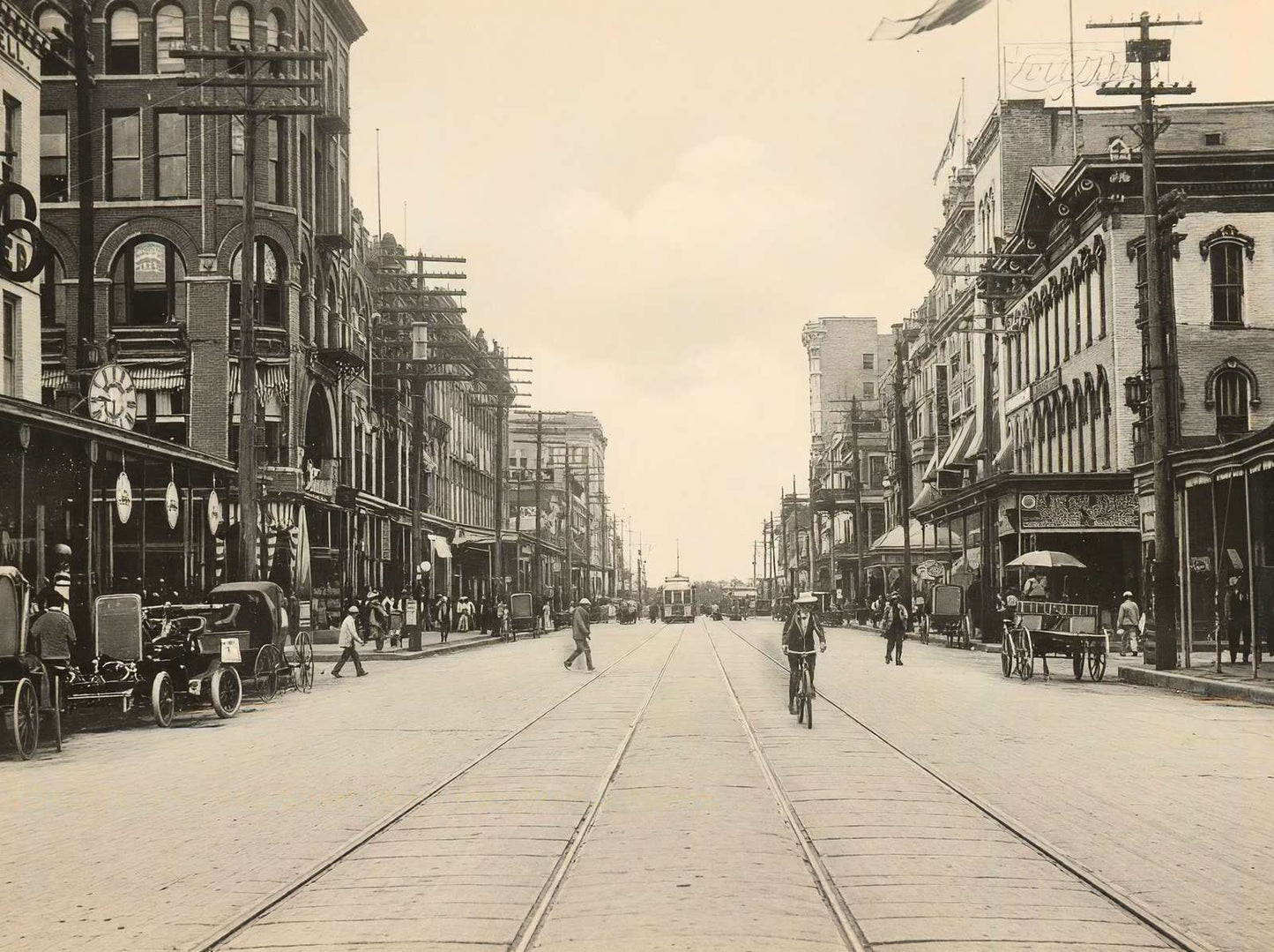 Main Street from Preston Avenue Houston in 1906 Vintage Print (7 Sizes)