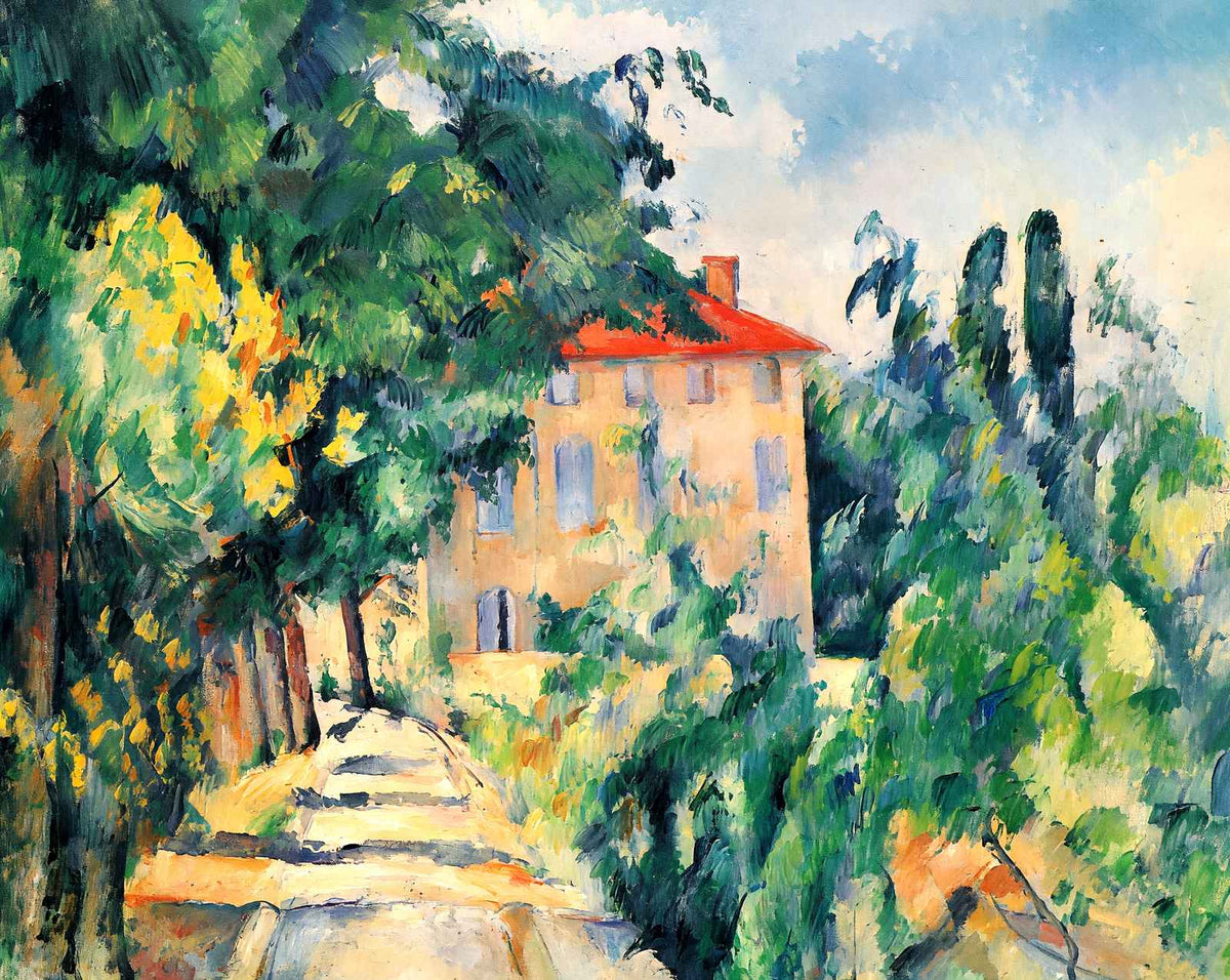 House with Red Roof painting by Paul Cezanne (1890)