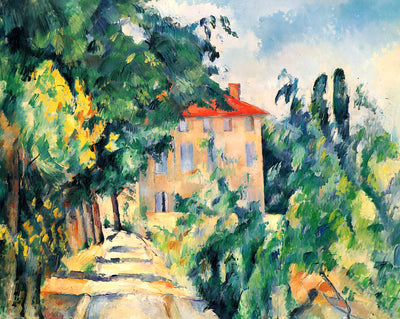 House with Red Roof painting by Paul Cezanne (1890)