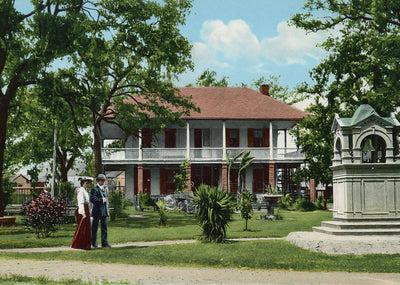 House and Bell Sam Houston Park in 1907 Vintage Print (7 Sizes) - Retouched