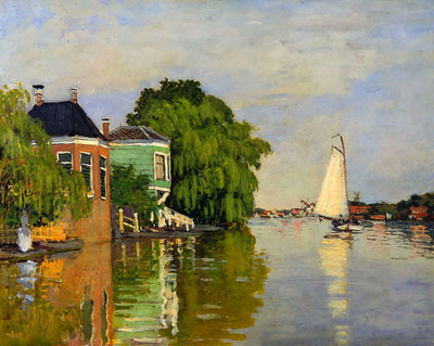 Houses on the Achterzaan painting by Claude Monet (1871)