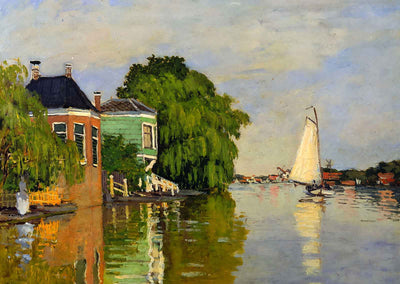 Houses on the Achterzaan 1871 Painting by Claude Monet Art Print (6 Sizes)