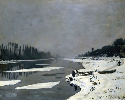 Ice Floes on the Seine at Bougival art print by Claude Monet (1867)