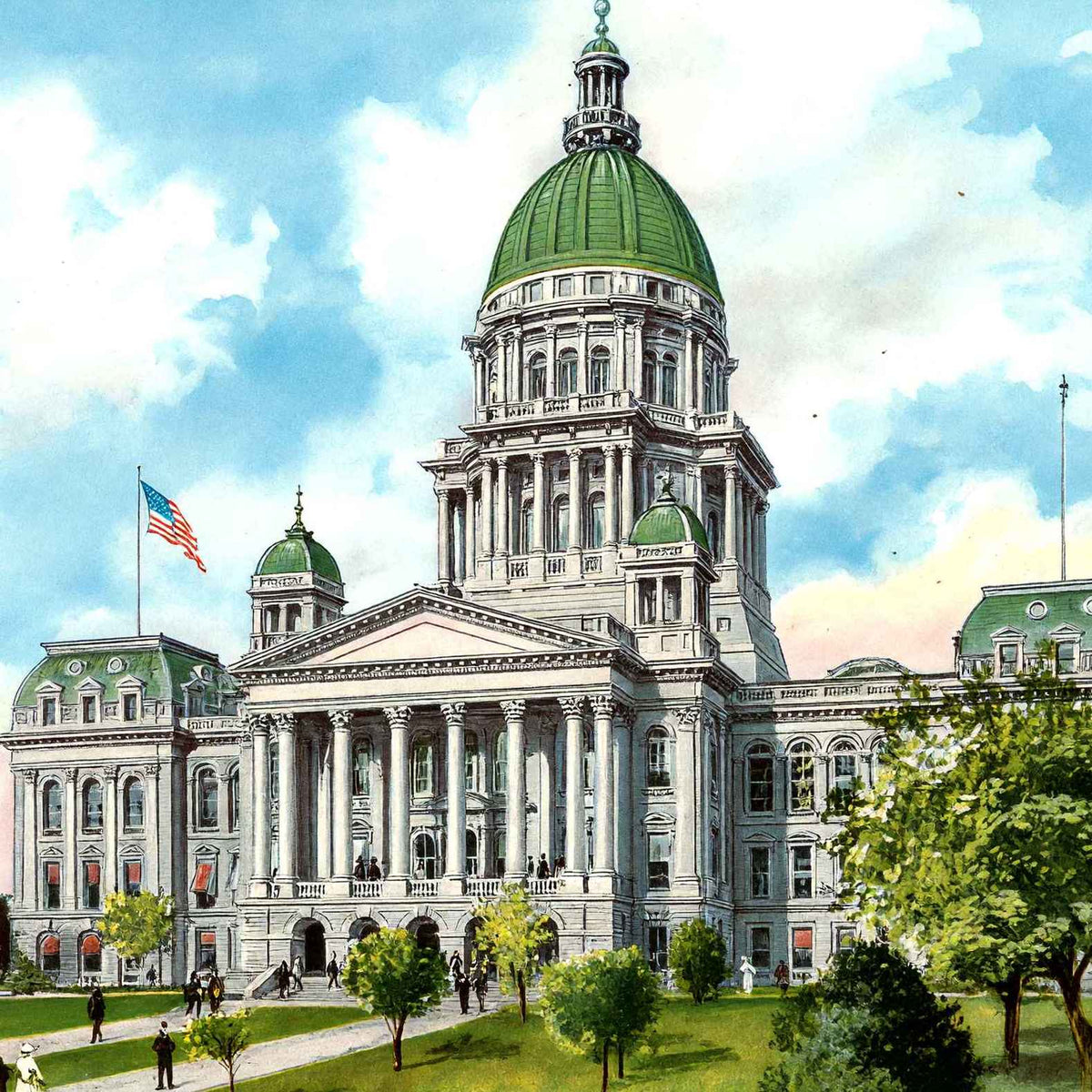Illinois State Capitol Springfield in 1906 Vintage Print (7 Sizes)