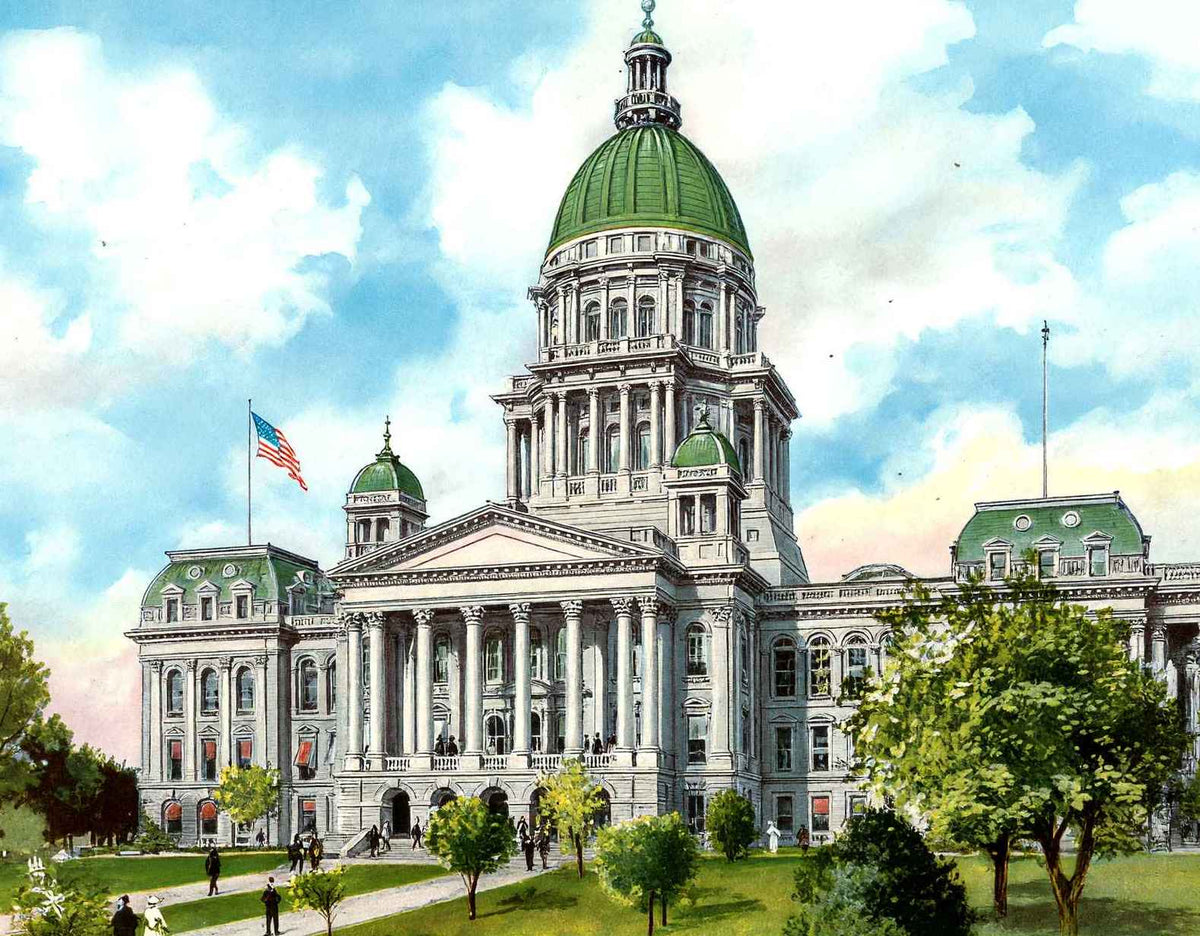 Illinois State Capitol Springfield in 1906 Vintage Print (7 Sizes)