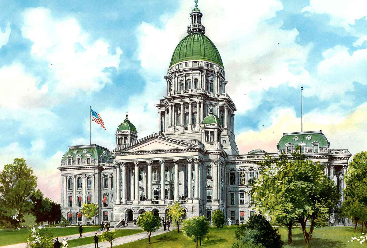 Illinois State Capitol Springfield in 1906 Vintage Print (7 Sizes)
