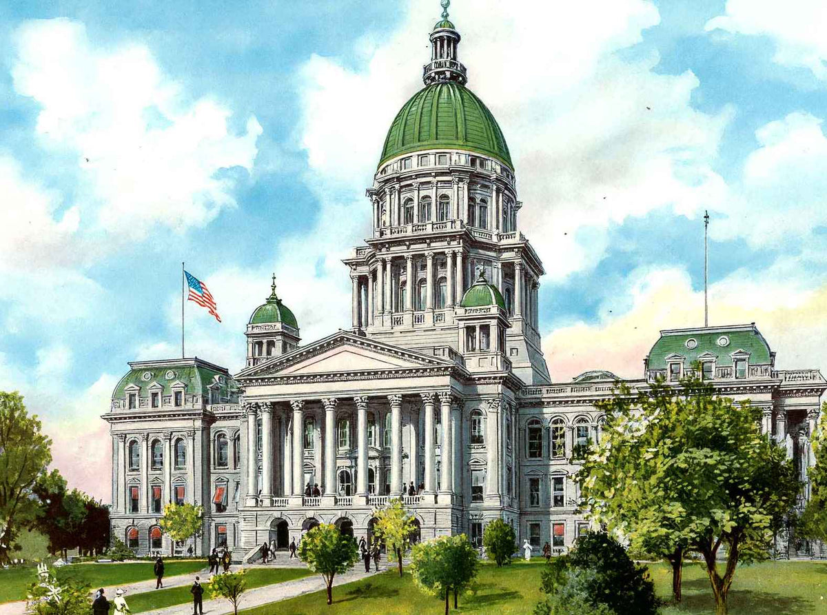 Illinois State Capitol Springfield in 1906 Vintage Print (7 Sizes)