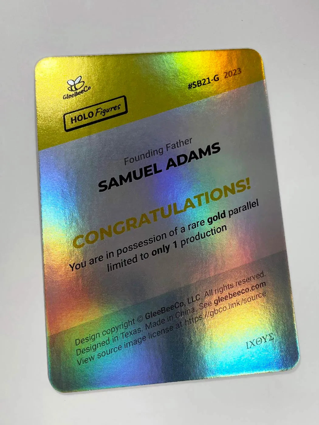 1/1 Samuel Adams Holographic Gold Signature Card - 2023 GleeBeeCo