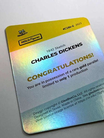 1/1 Sketch of Charles Dickens Signature Trading Card (Holographic Gold) by GleeBeeCo