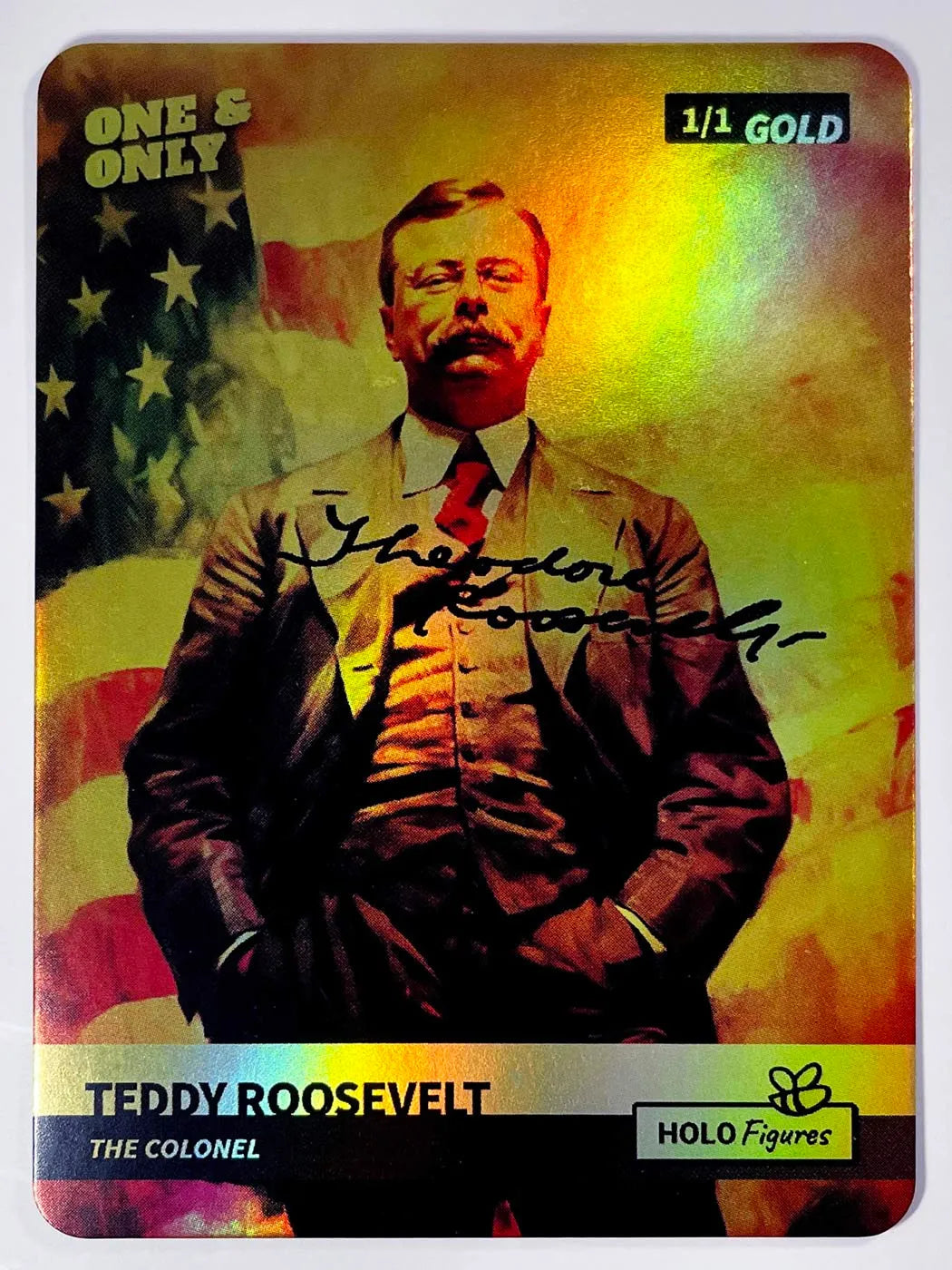 1/1 Theodore Roosevelt "The Colonel" Flag Card with Signature - 2023 GleeBeeCo