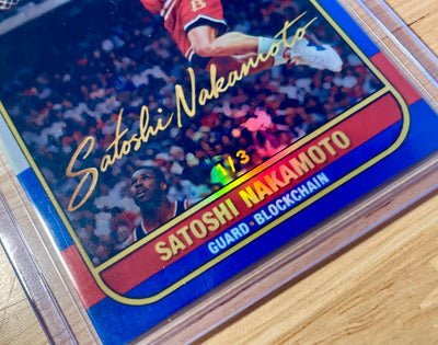 "1986" SATOSHI NAKAMOTO Bitcoin Basketball Card RC Facsimile Auto #BT86 RARE /3