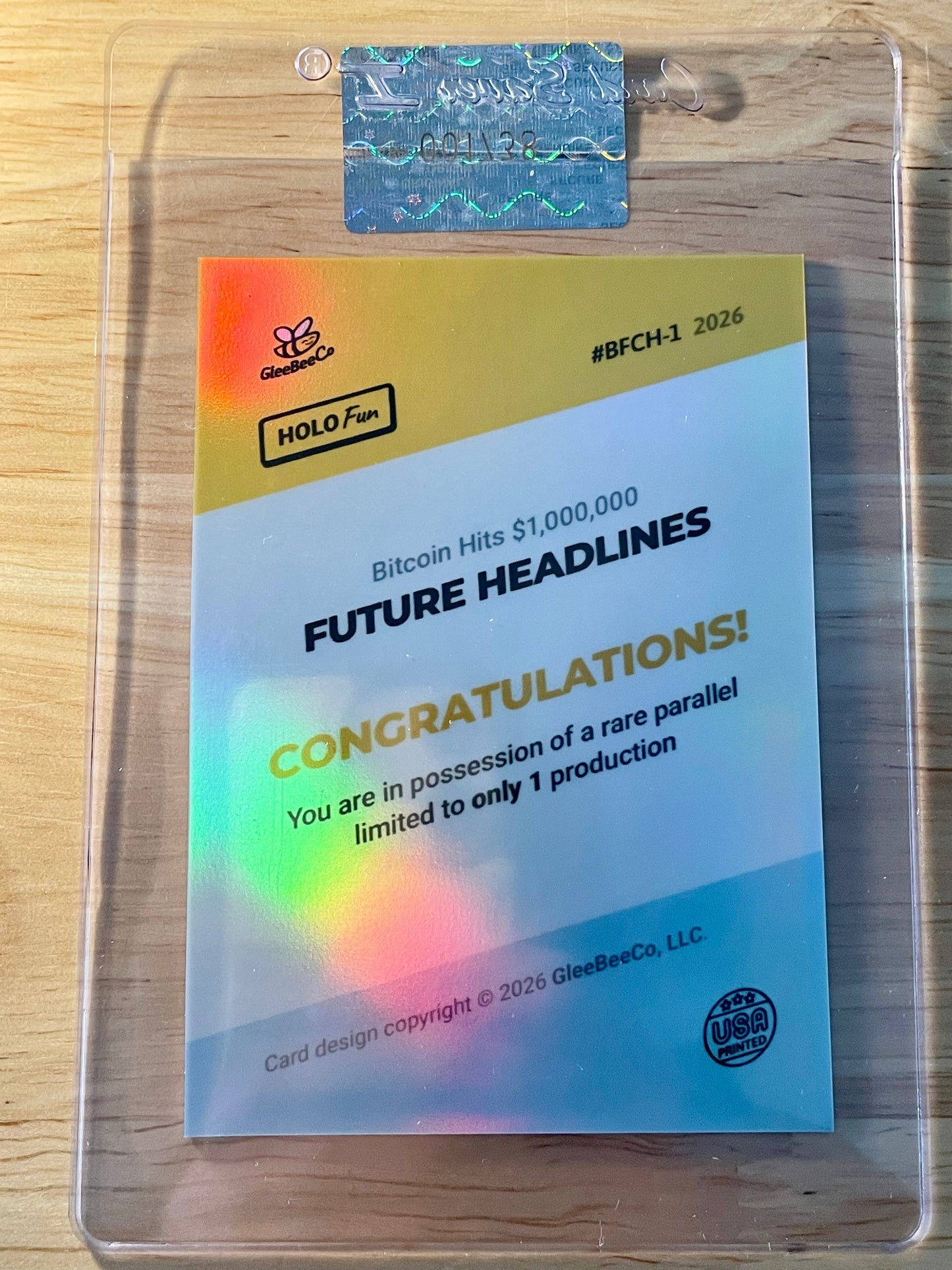1/1 BITCOIN Card Future Headlines 1,000,000 Newspaper 2026 GleeBeeCo Holo