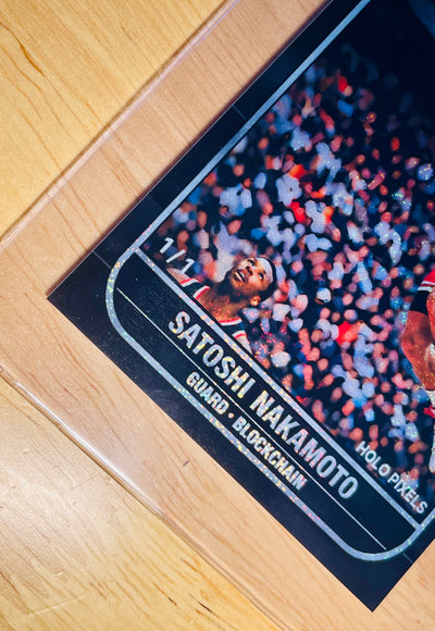"1986" SATOSHI NAKAMOTO Bitcoin Basketball Card RC BLACK Holo Pixels #BT86 1/1