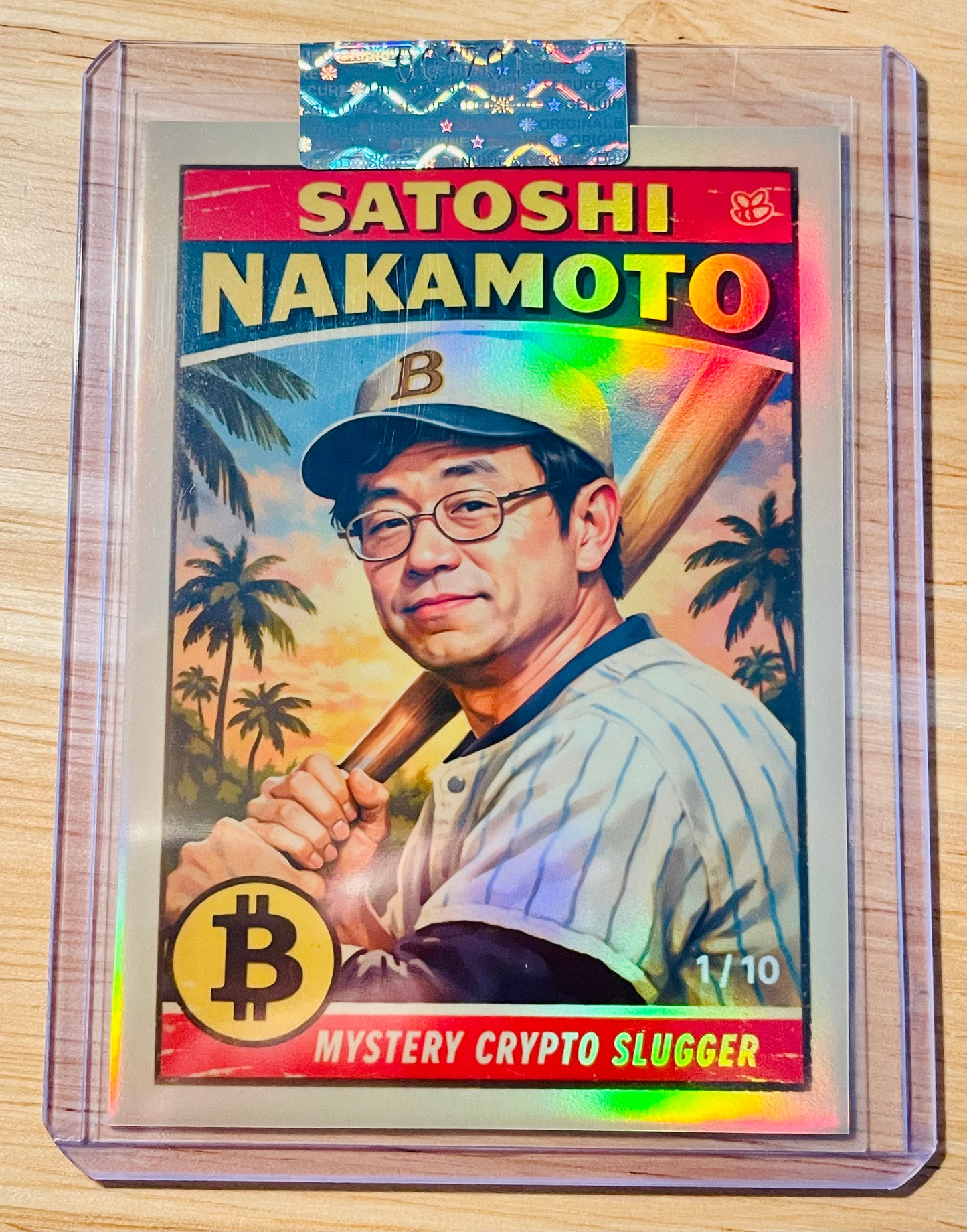 "Vintage" SATOSHI NAKAMOTO Mystery Bitcoin Slugger Baseball Card GleeBeeCo /10