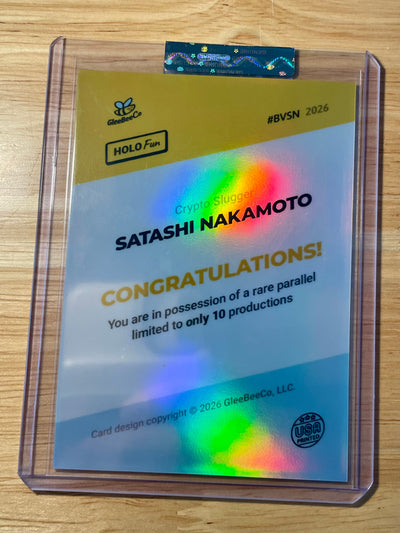 "Vintage" SATOSHI NAKAMOTO Mystery Bitcoin Slugger Baseball Card GleeBeeCo /10