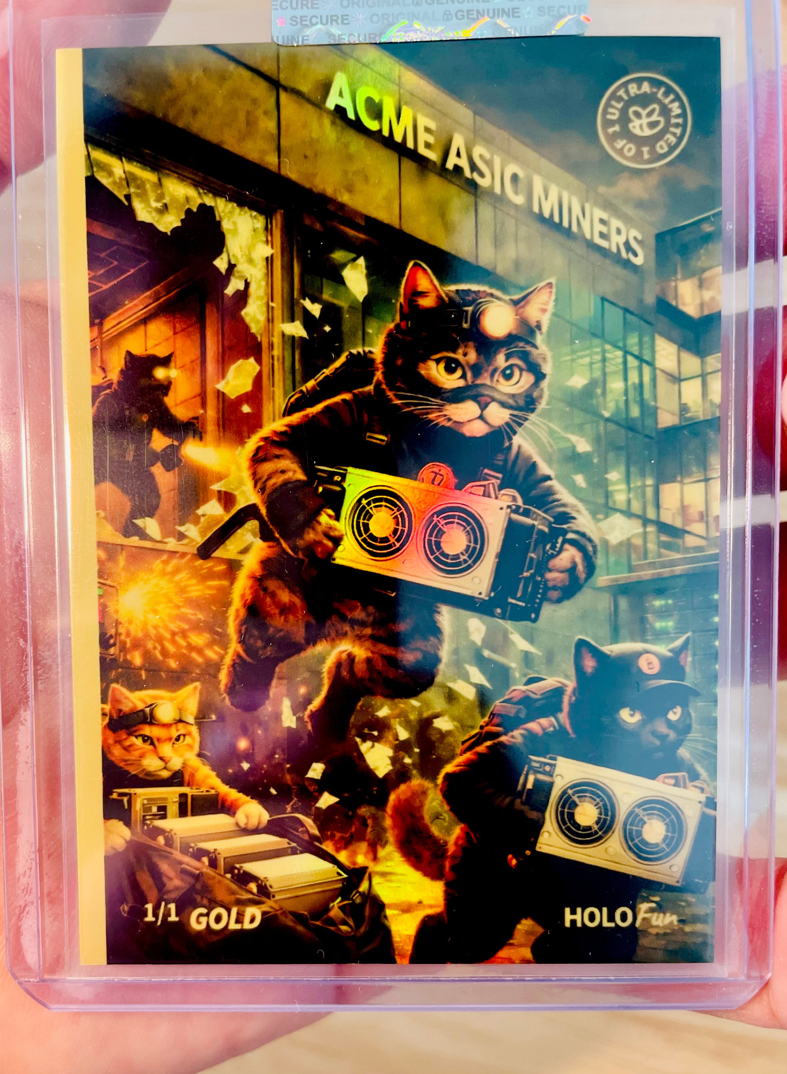 1/1 BITCOIN Card ASIC Miners Cat Heist 2026 GleeBeeCo #BCTH-G GOLD Par