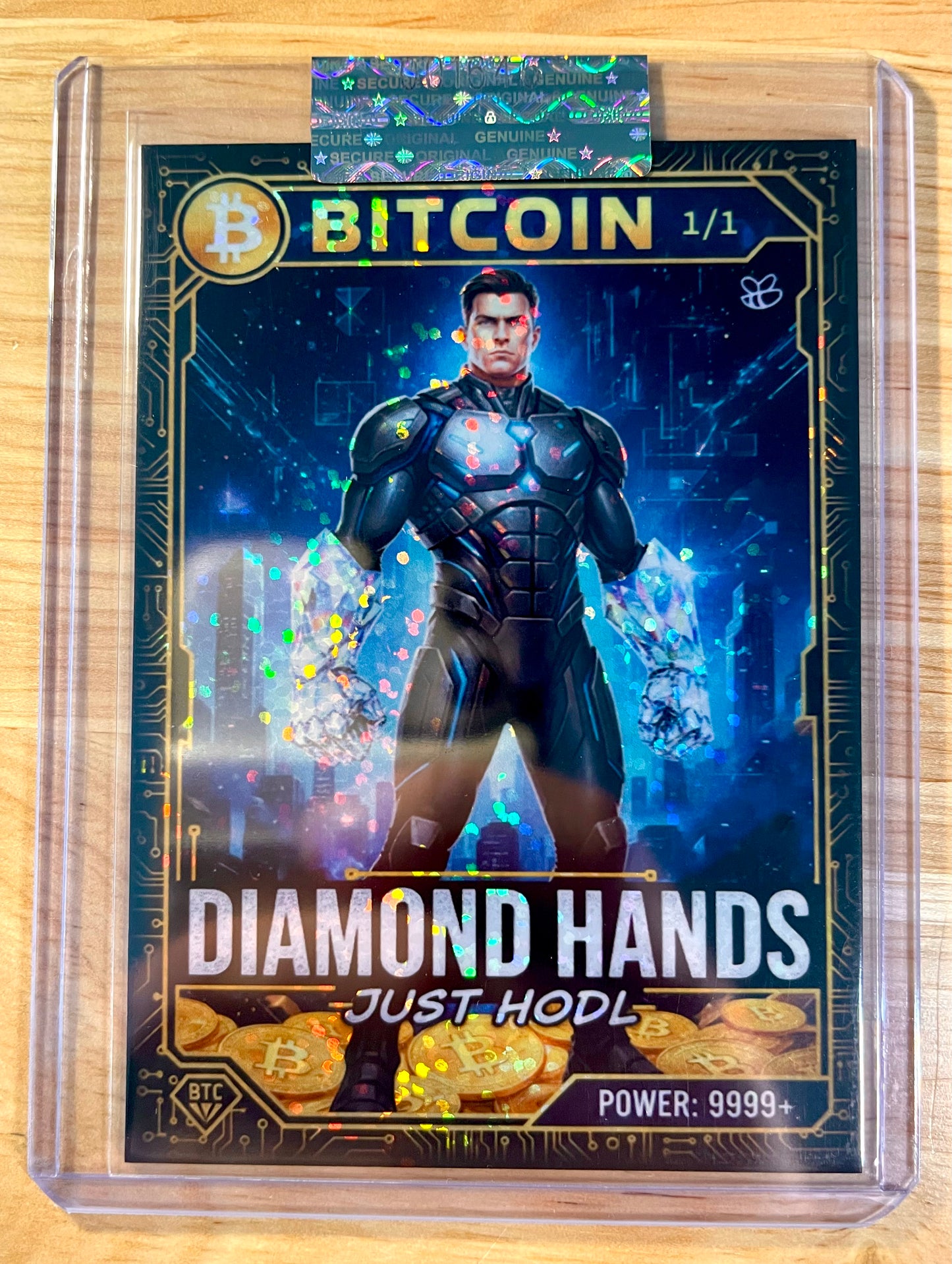 1/1 BITCOIN Card Diamond Hands Just HODL 2026 GleeBeeCo Holo Sparkle #BDHJ-1