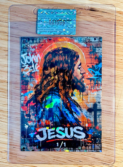 JESUS Card GRAFFITI Enrique Simonet 2026 GleeBeeCo #JCES-1 Rare Holo Shards 1/1