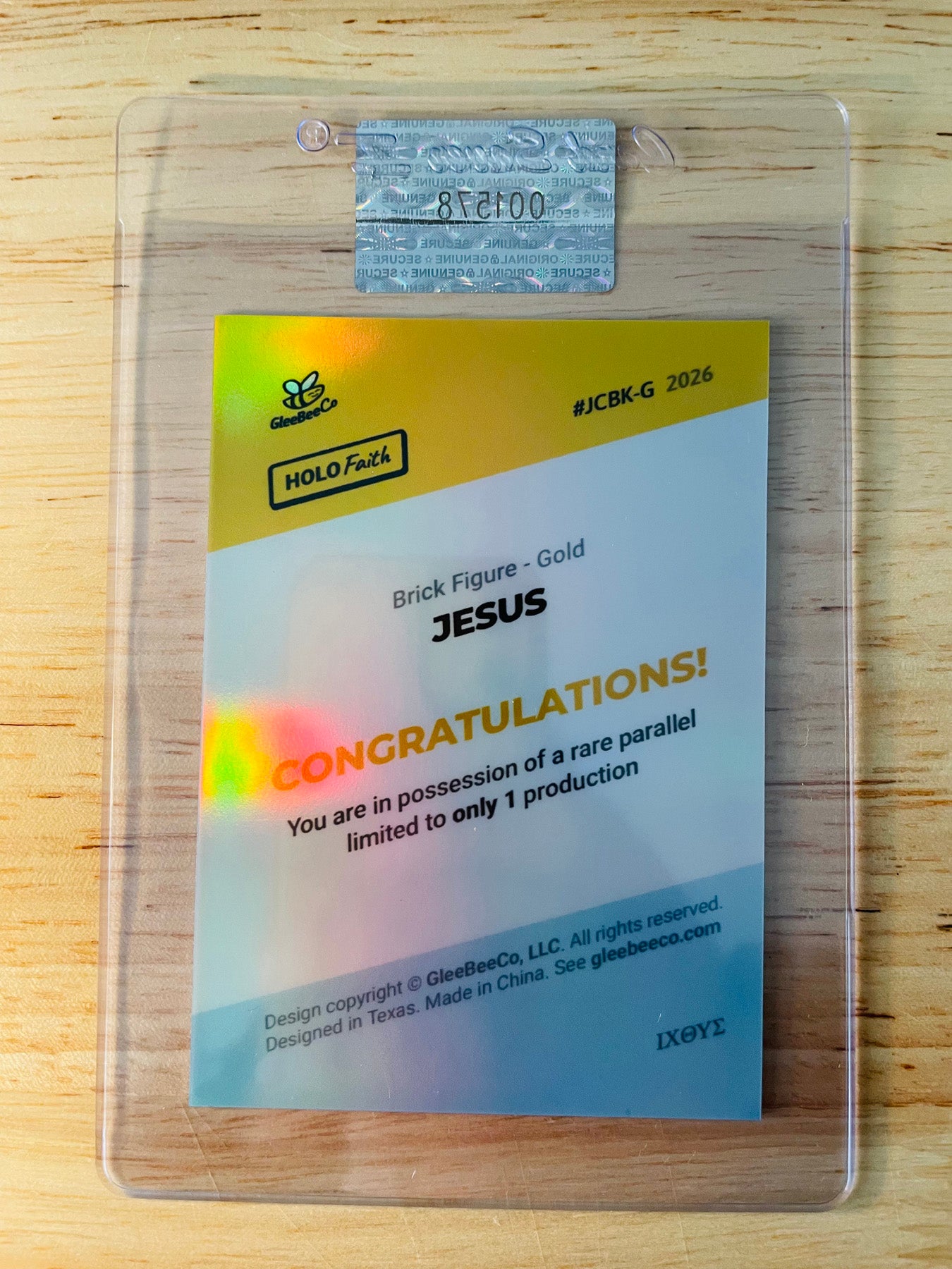 1/1 JESUS Card Brick Figure 2026 GleeBeeCo Holo Faith Rare GOLD Parallel #JCBK-G