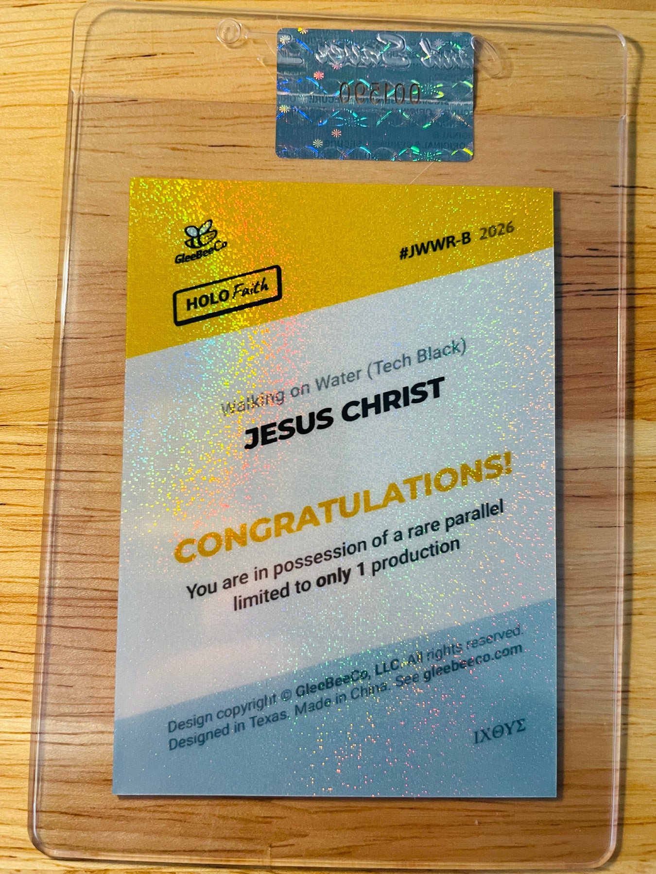 1/1 JESUS Card "Save Me!" Walking on Water TECH BLACK Holo Pixels 2026 GleeBeeCo