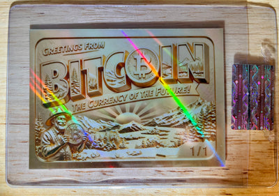1/1 BITCOIN Card GOLD Holo Beams Greetings From Postcard 2026 GleeBeeCo #BPST-G