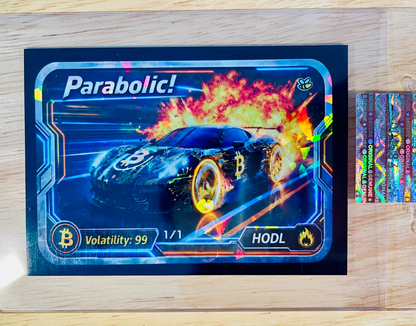 BITCOIN Card Parabolic! HOLO SHARDS Race Car Volatility 99 - 2026 GleeBeeCo 1/1