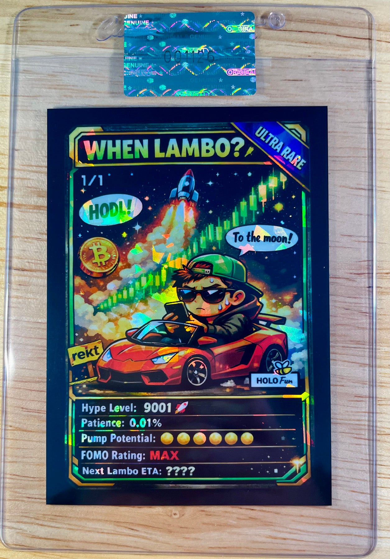 1/1 BITCOIN Card "When Lambo?" Game Style 2026 GleeBeeCo Holo Shards #BTCW-1