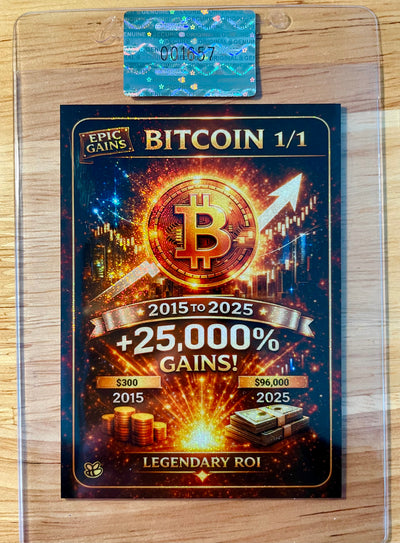 BITCOIN Card 25,000% Epic Gains 2026 GleeBeeCo RARE *Black Holo Pixels* 1/1