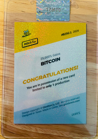 BITCOIN Card 25,000% Epic Gains 2026 GleeBeeCo RARE *Black Holo Pixels* 1/1