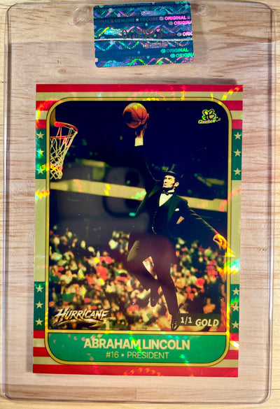 1/1 ABRAHAM LINCOLN Basketball Card 2026 GleeBeeCo Very Rare Holo HURRICANE GOLD