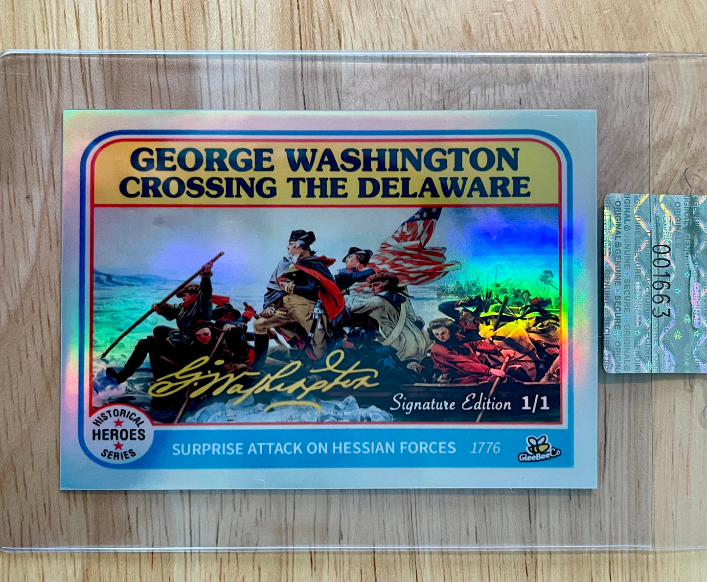 1/1 George Washington Card Crossing the Delaware 2026 GleeBeeCo Retro Gold Sig