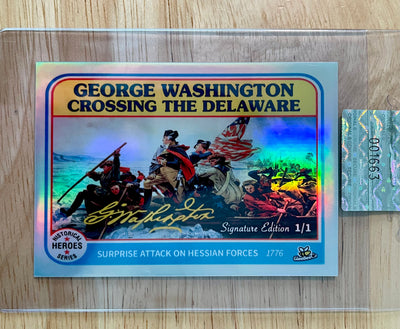 1/1 George Washington Card Crossing the Delaware 2026 GleeBeeCo Retro Gold Sig