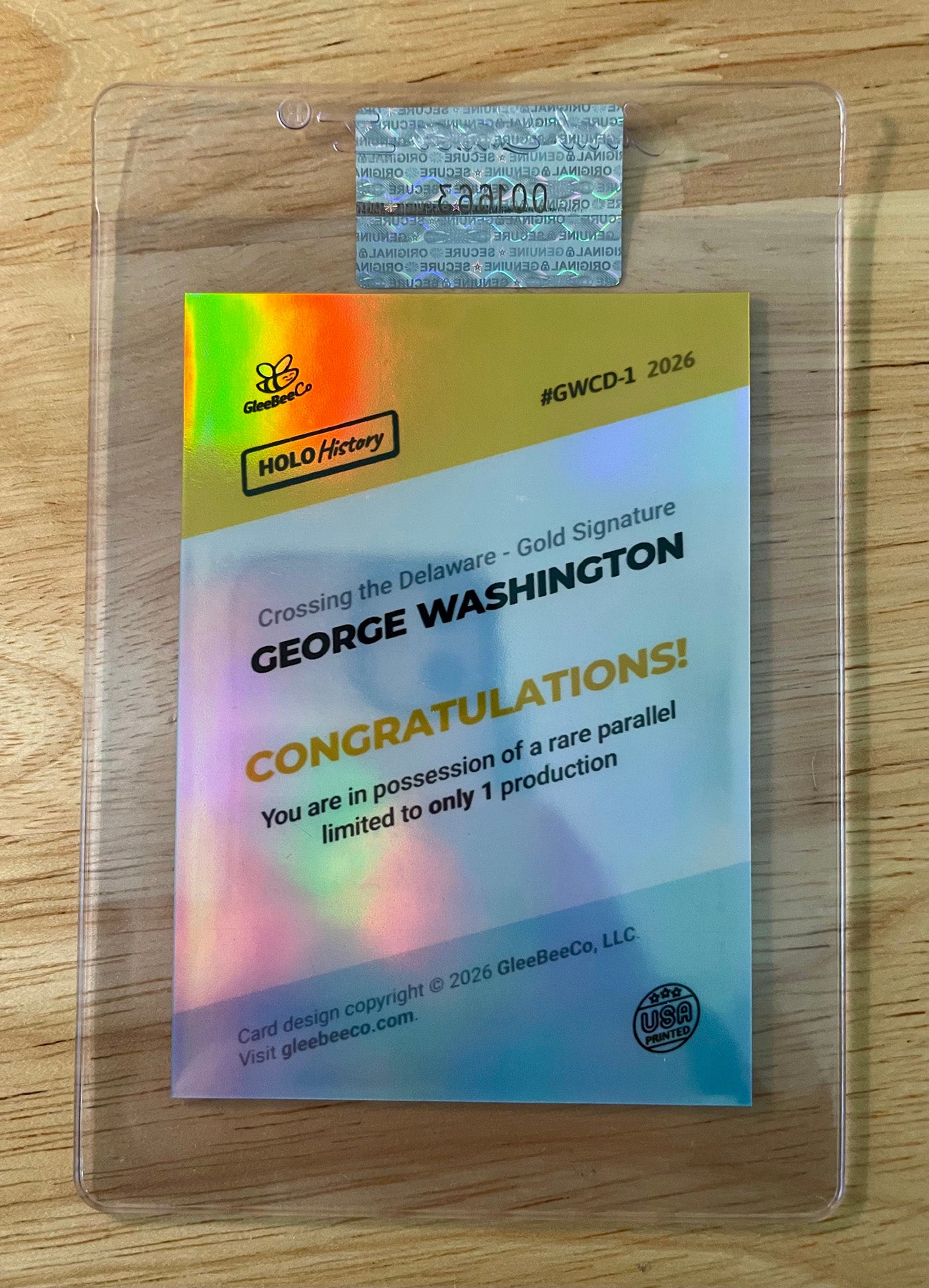 1/1 George Washington Card Crossing the Delaware 2026 GleeBeeCo Retro Gold Sig