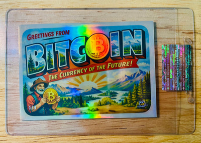 /3 BITCOIN Trading Card Vintage "Greetings From" Postcard 2026 GleeBeeCo Holo
