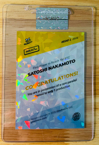 SATOSHI NAKAMOTO First Player to Reach 1,000,000 Bitcoins GleeBeeCo Card 1/1
