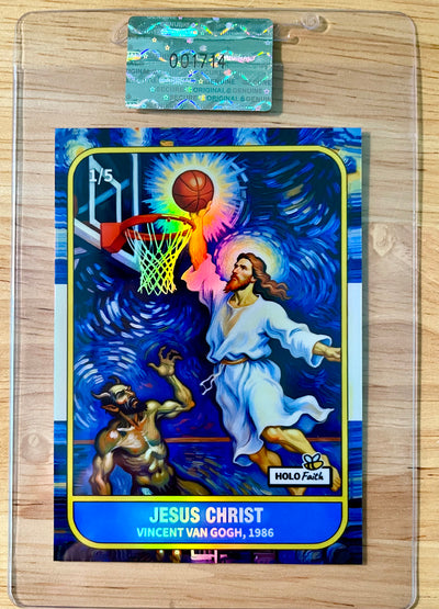 /5 JESUS Basketball Card Dunking on Satan "1986" van Gogh 2026 GleeBeeCo