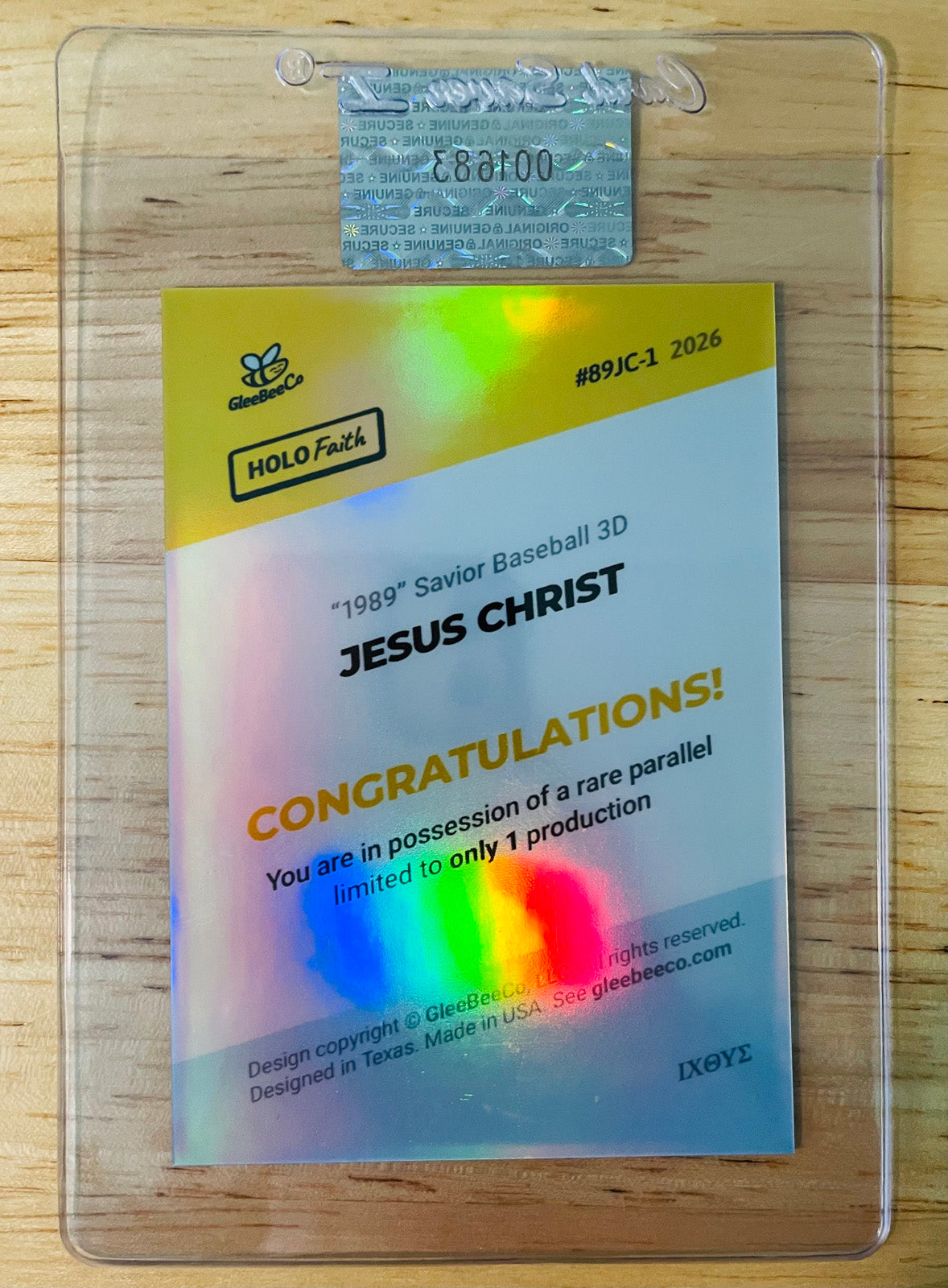 1/1 "1989" Jesus Christ Baseball Card with 3D Frame 2026 GleeBeeCo - RARE PARALLEL