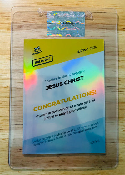 JESUS Card Teaches in Synagogue Elegant Abstract 2026 GleeBeeCo Holo Faith /3