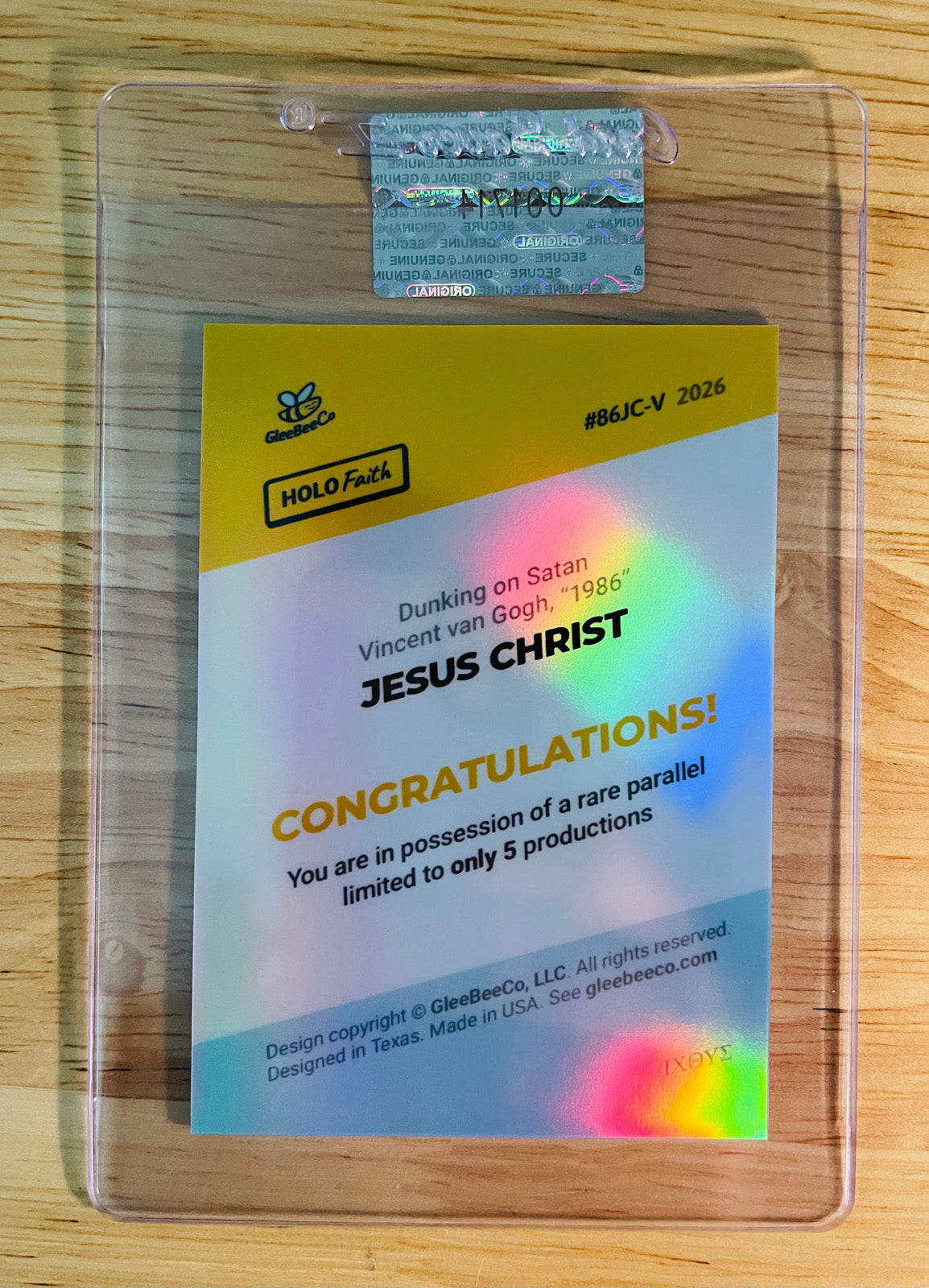 /5 JESUS Basketball Card Dunking on Satan "1986" van Gogh 2026 GleeBeeCo