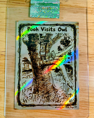 1/1 Pooh Visits Owl Card 1926 Winnie-the-Pooh Wood Burning GleeBeeCo Holo Beams