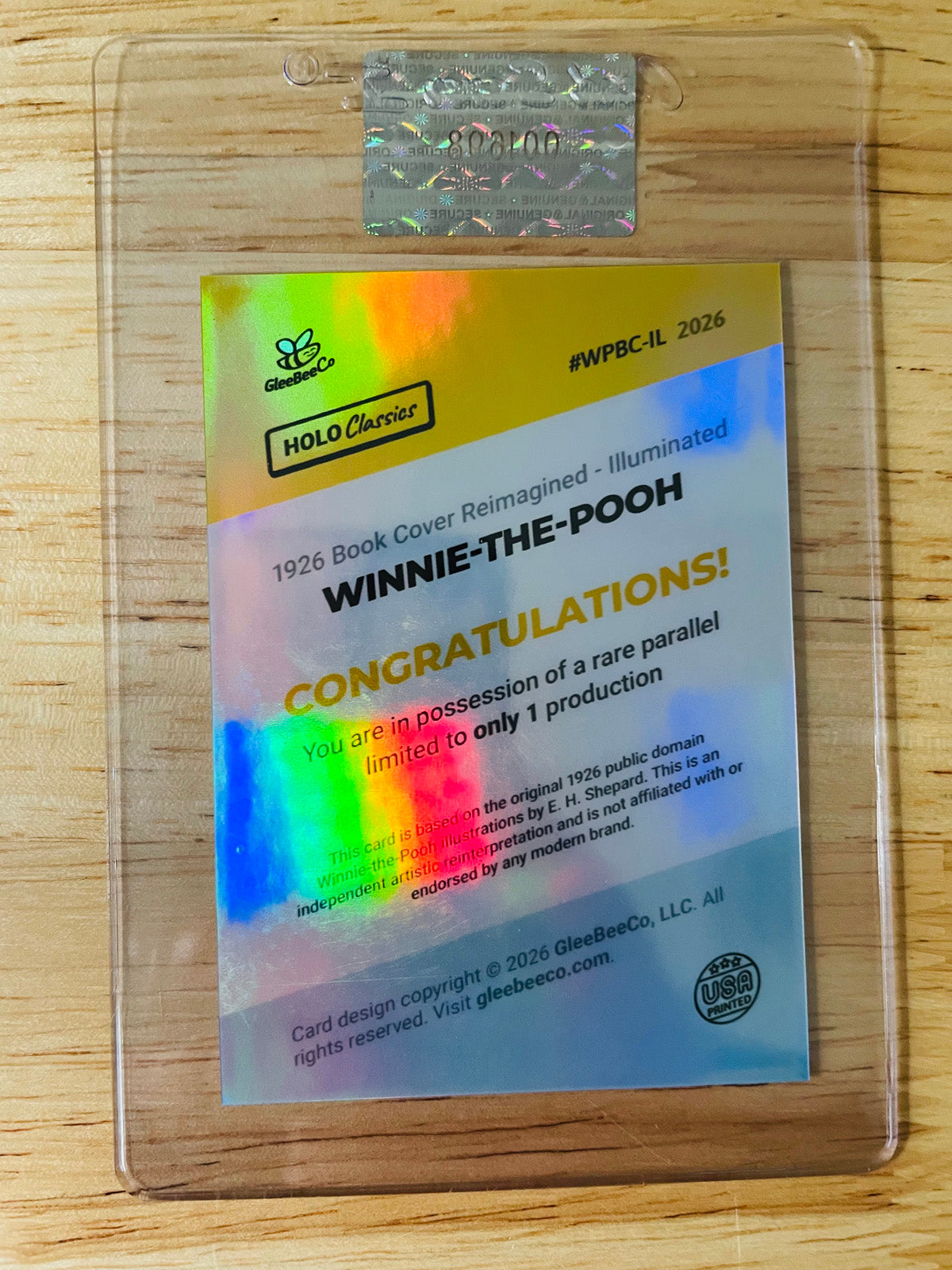 1/1 WINNIE-THE-POOH Card 1926 Book Cover 2026 GleeBeeCo ILLUMINATED