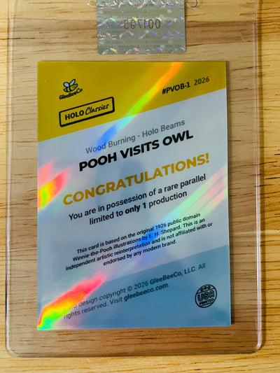 1/1 Pooh Visits Owl Card 1926 Winnie-the-Pooh Wood Burning GleeBeeCo Holo Beams