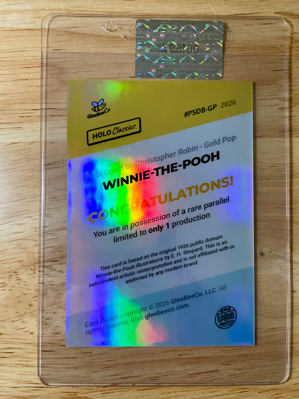 1/1 Winnie-the-Pooh Card Shot Down by Christopher Robin GOLD Pop 2026 GleeBeeCo