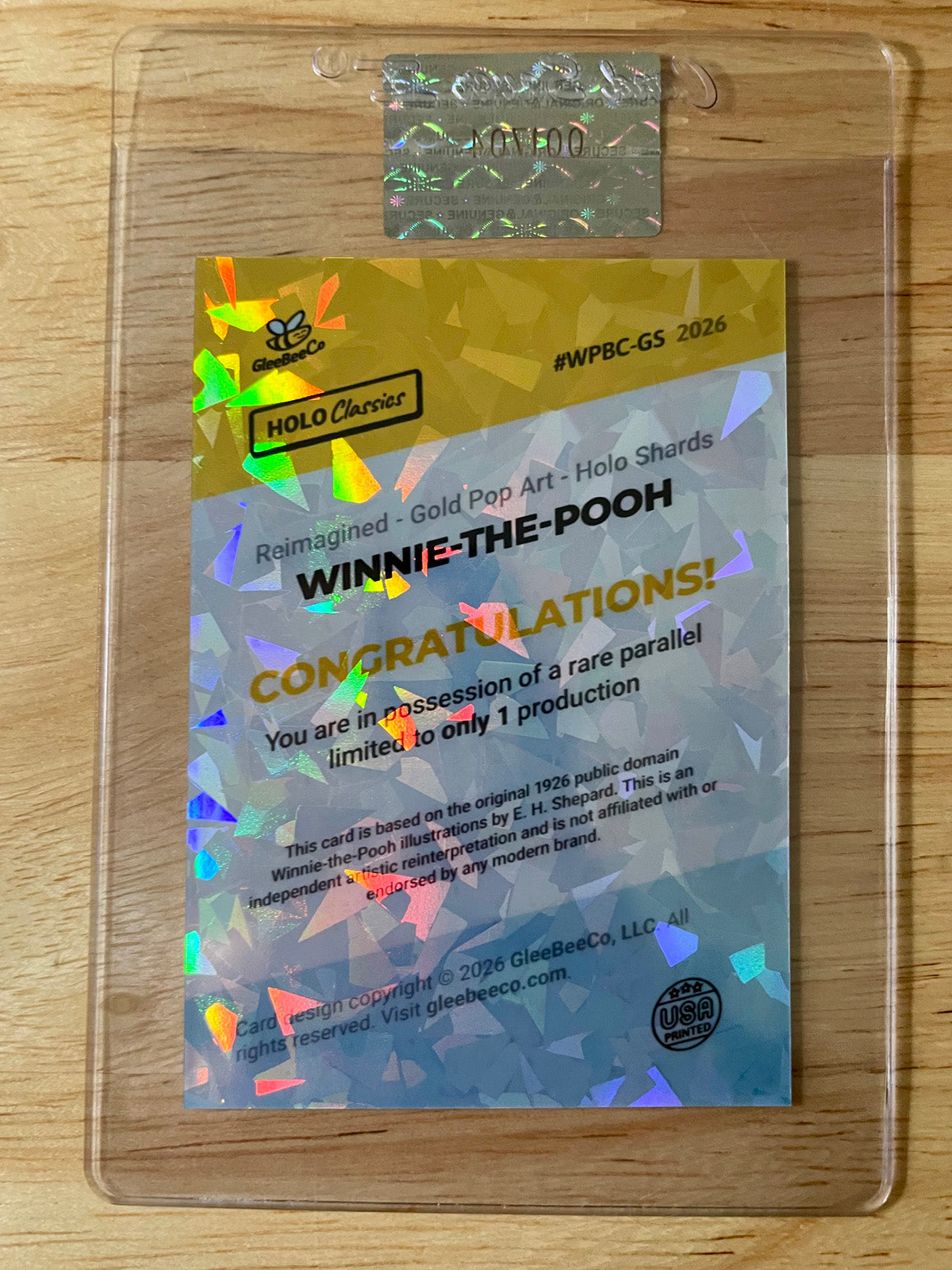 1/1 WINNIE-THE-POOH Card Reimagined Book Cover Gold Pop HOLO SHARDS GleeBeeCo