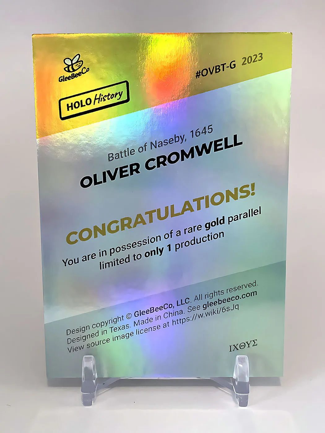 1/1 Oliver Cromwell Card (Battle of Naseby) - 2023 GleeBeeCo Holographic Gold