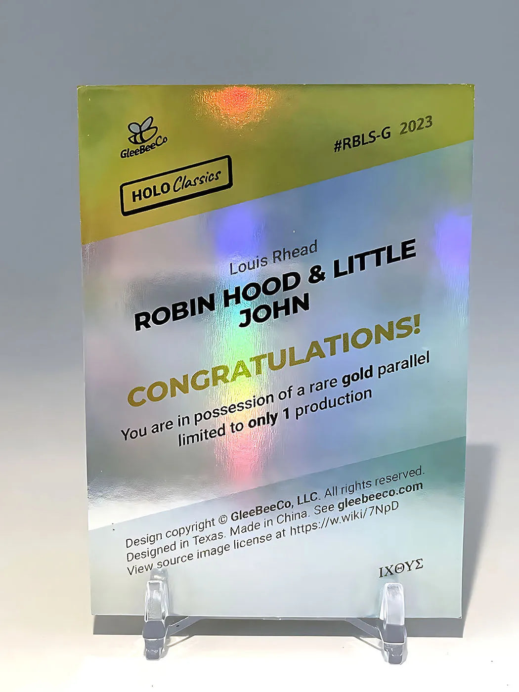 Robin Hood Card with Little John - 2023 GleeBeeCo Holo Classics #RBLS-G 1/1