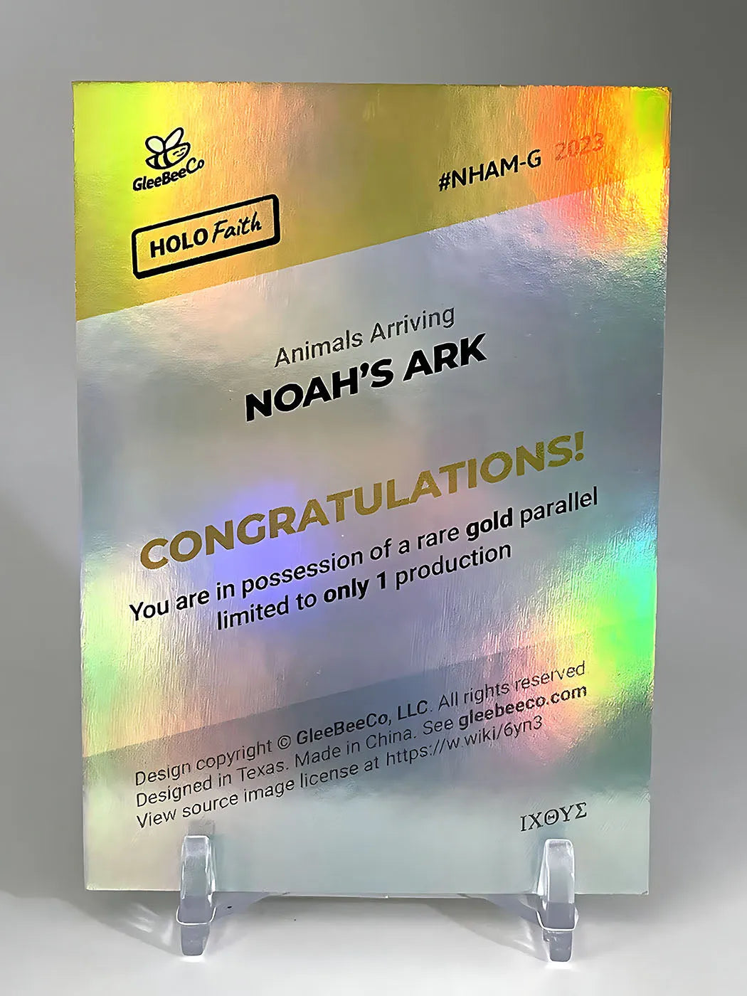 Noah's Ark Card (Animals Arriving) 2023 GleeBeeCo Holo Faith Gold 1/1