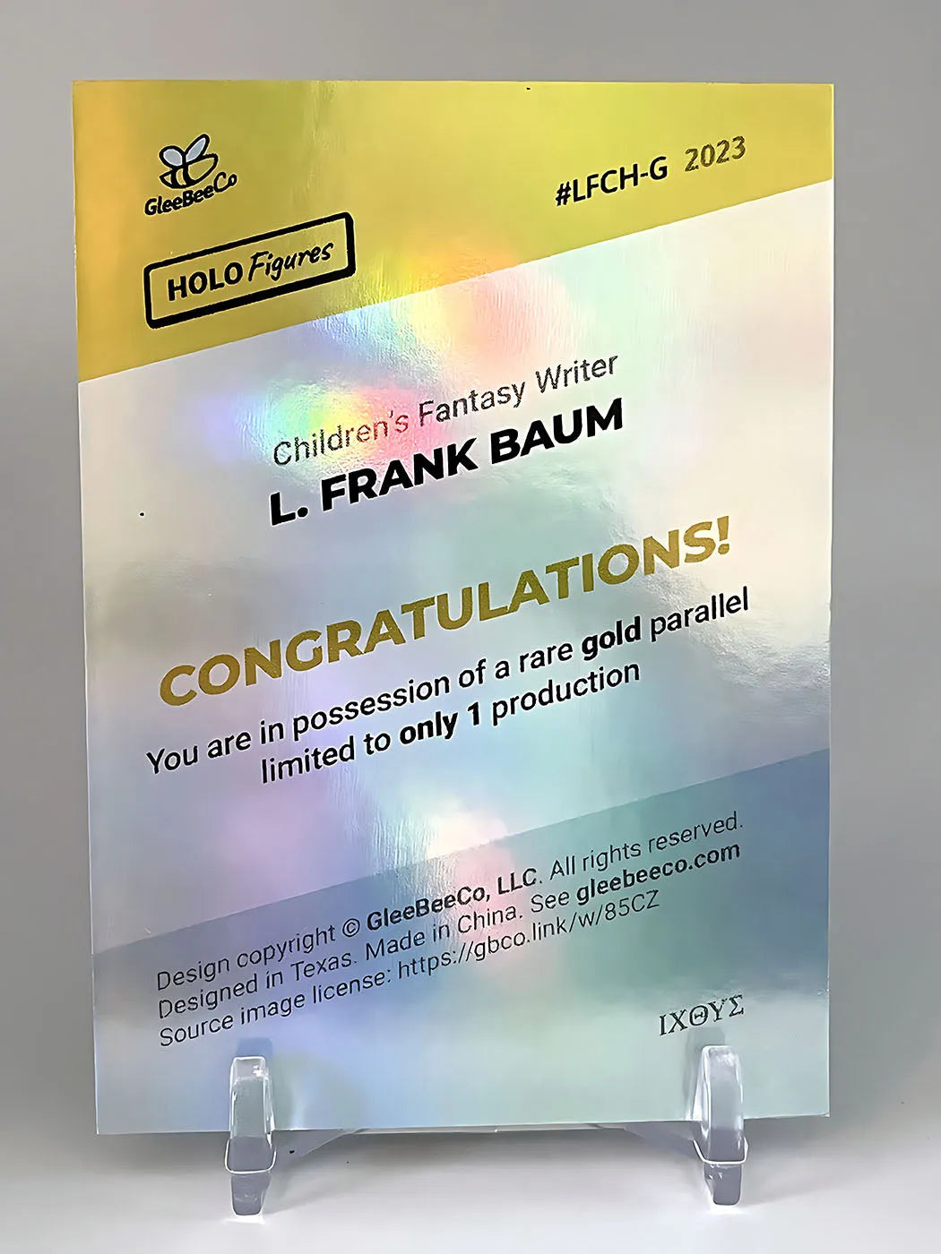 L. Frank Baum Card (Holographic Gold Signature) - 2023 GleeBeeCo #LFCH-G 1/1