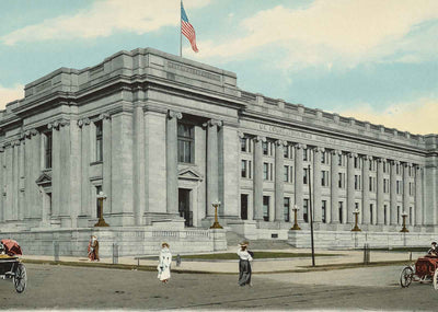 US Court House and Post Office Indianapolis in 1907 Vintage Print - Restored