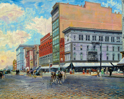 Washington St from Meridian St in 1907 art print